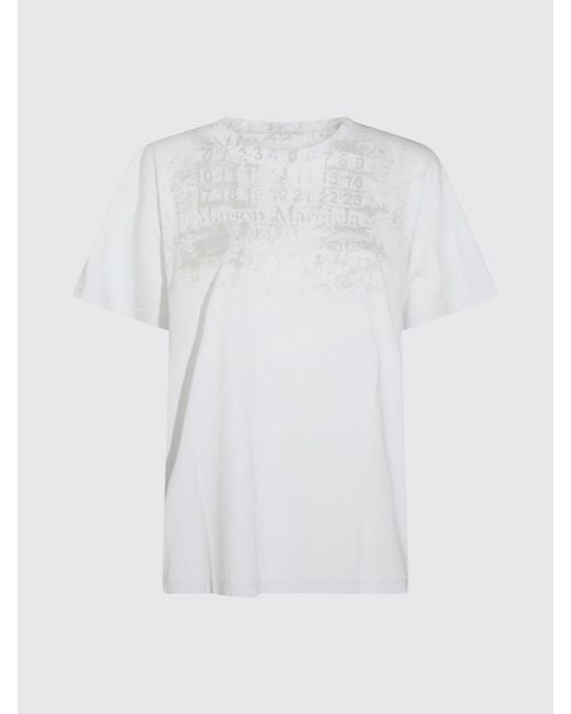 Maison Margiela White Cotton T-Shirt With Numeric Logo And Dropped Shoulders for men