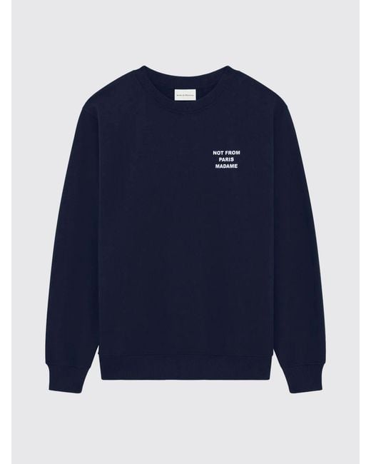 Drole de Monsieur Blue Cotton Crewneck Sweatshirt With Logo for men