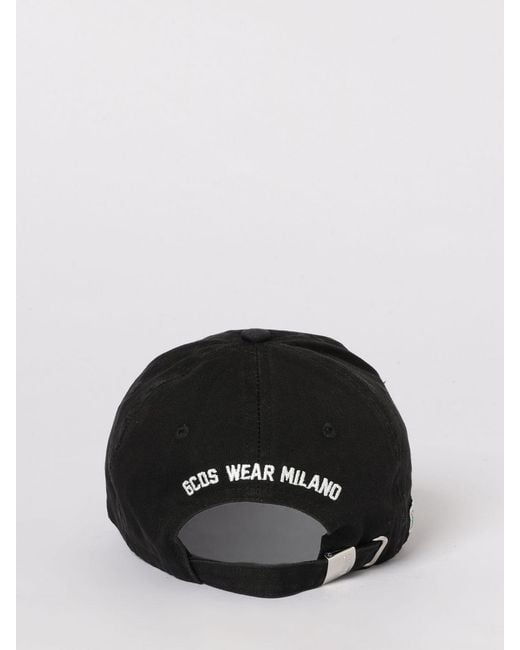 Gcds Black Cotton Baseball Cap With Logo