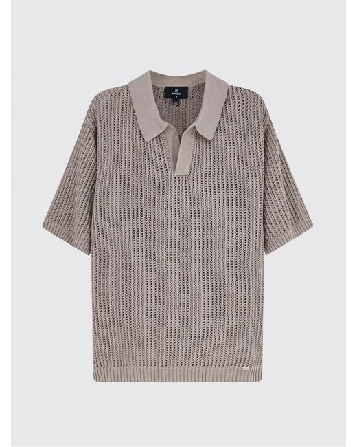 Represent Gray Cotton Blend Knit Polo Shirt for men