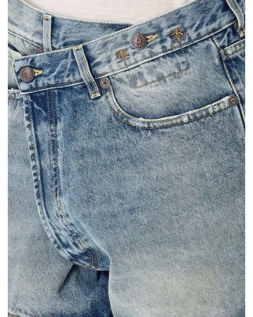 R13 Blue Asymmetric Shorts