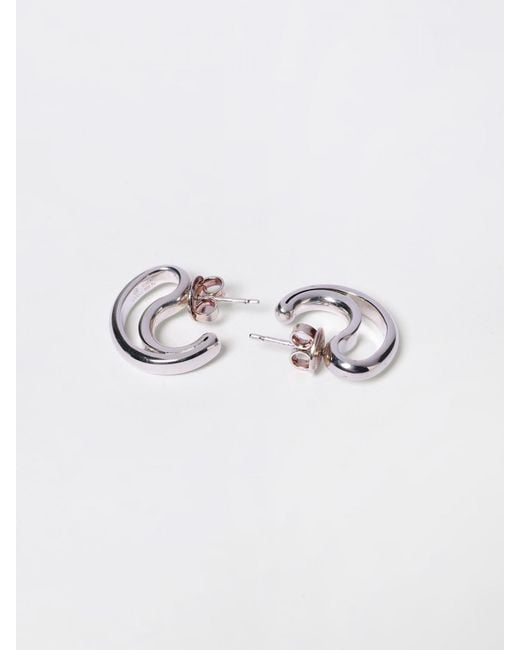 Bottega Veneta White Double Hoop Earrings