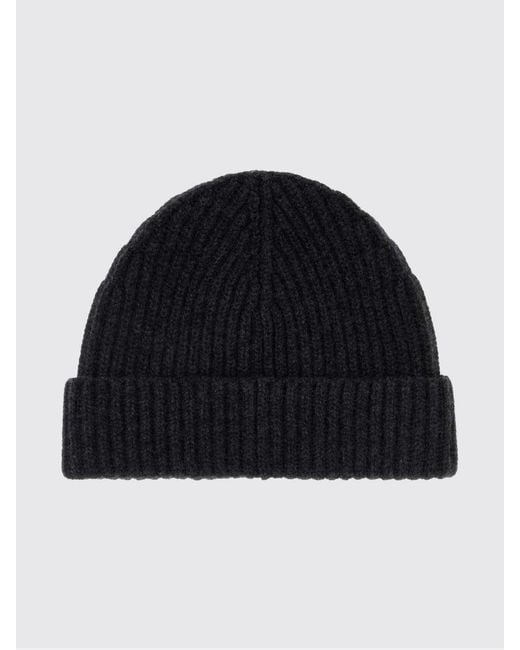 Loewe Blue Ribbed Pure Cashmere Beanie With Cuff And Logo Patch