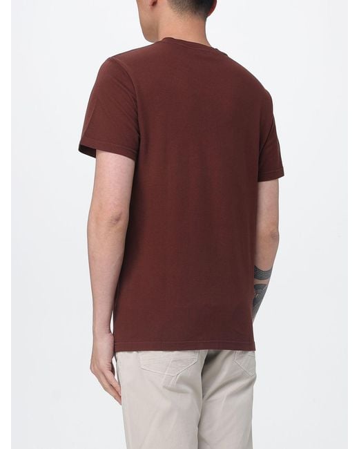 Brooksfield Red Cotton Crew Neck T-Shirt With Logo for men