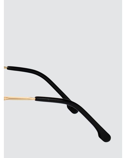 Carrera White Rectangular Metal Aviator Sunglasses With Double Bridge
