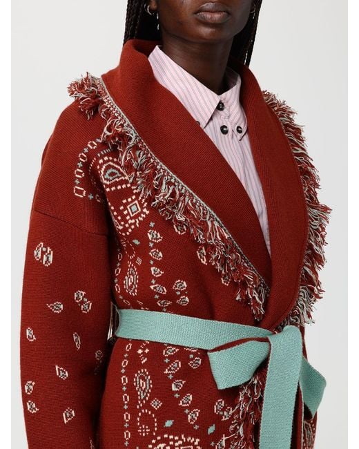 Alanui Red Bandana Pattern Robe Cardigan