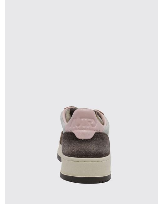 Autry White Medalist Low Super Vintage Leather And Suede Sneakers With Worn Effect