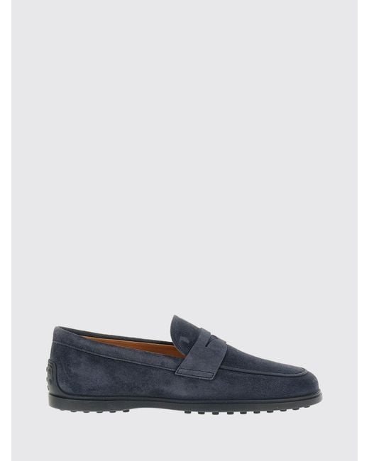 Tod's Blue Suede Penny Loafers With T Timeless Logo for men