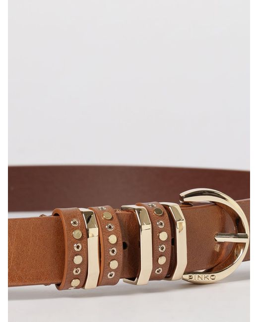 Pinko White Leather Belt With Mini Studs