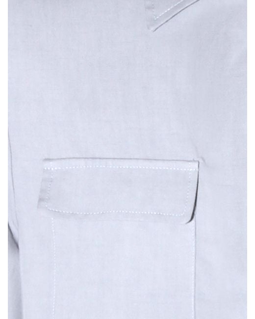 Eleventy Gray Linen Blend Shirt Jacket for men