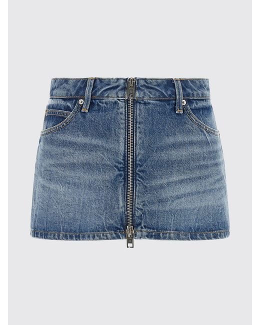 Alexander Wang Blue Slim-Fit Cotton Denim Miniskirt