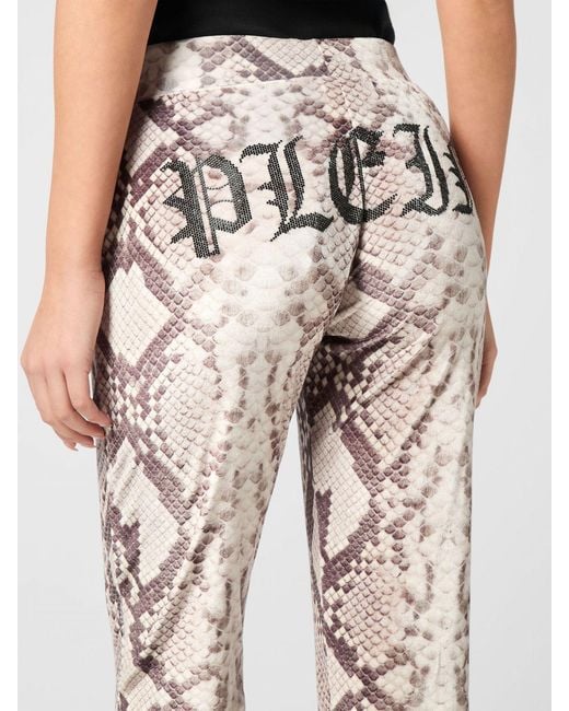 Philipp Plein Pink Python Print Skinny Jersey Joggers