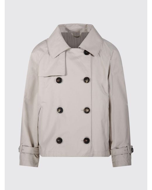 Max Mara Natural Double-Breasted Cotton Blend Trench Coat