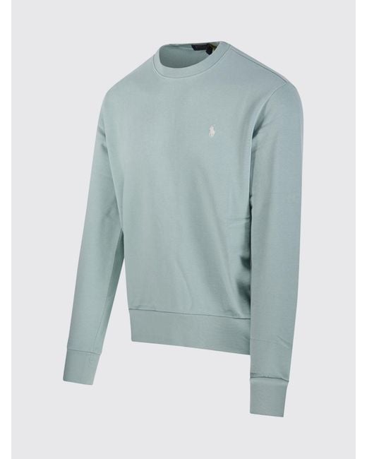 Polo Ralph Lauren Blue Cotton Crewneck Sweatshirt With Pony Logo for men
