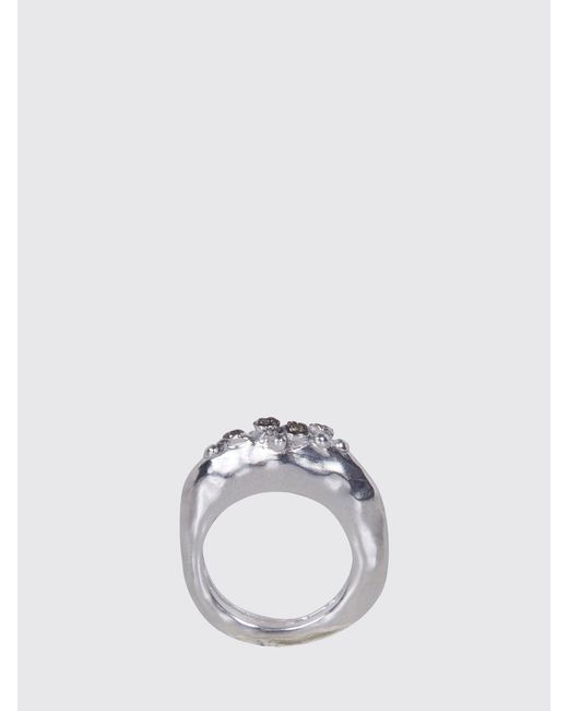 Rosa Maria Metallic Ring With Set Diamonds