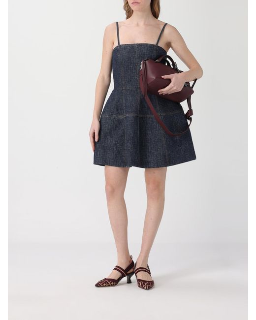 Fendi Blue Denim Dress With Ff Motif