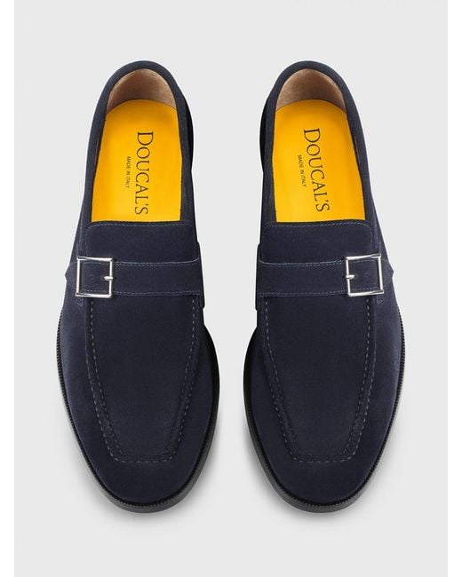 Doucal's Blue Suede Loafers for men