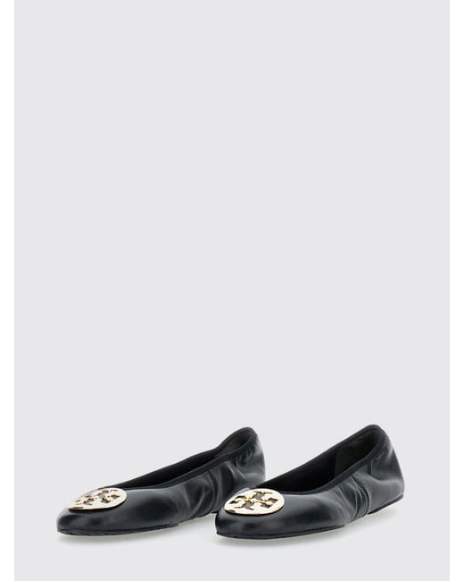Tory Burch White Reva Leather Travel Ballerina Flats