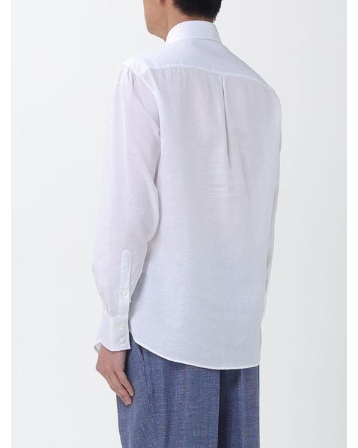 Brunello Cucinelli White Classic Cotton Shirt for men