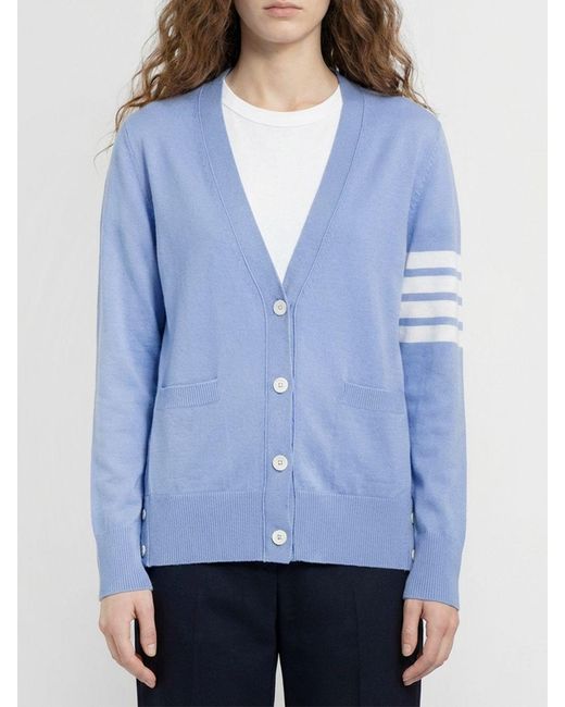 Cárdigan 4-Bar De Lana Thom Browne de color Blue