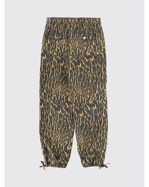 Ganni Green Animal Print Cotton Trousers
