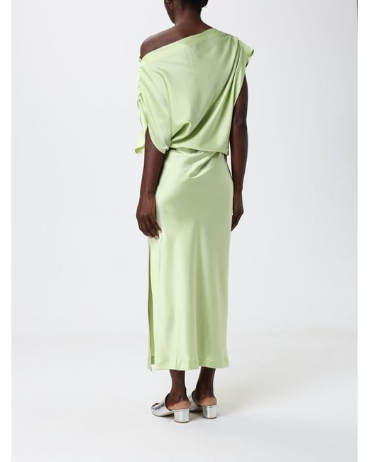 Hanita Green Satin Draped Dress