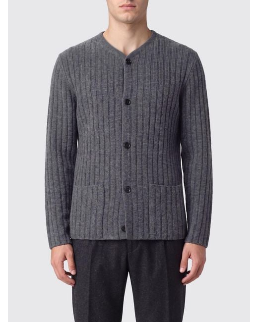 Lardini Gray Ribbed Virgin Wool And Cashmere V-Neck Cardigan for men