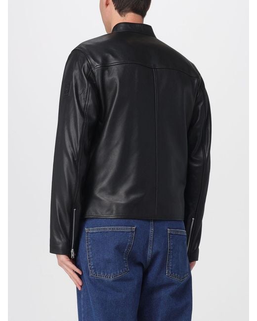 Belstaff Black Leather Track Racer Jacket for men