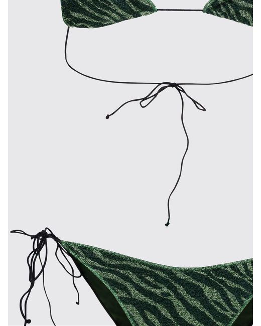 Oseree Green Zebra-Print Triangle Bikini