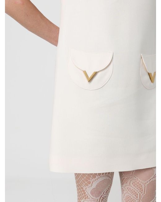 Valentino White Vlogo Virgin Wool And Silk Mini Dress
