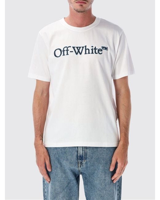 Off-White c/o Virgil Abloh White Short-Sleeved Cotton T-Shirt With Contrasting Logo Print for men