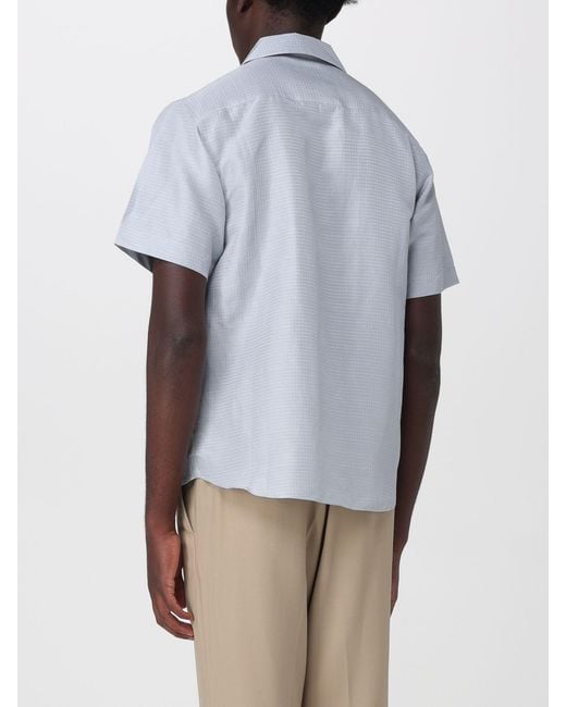 RANRA Gray Short-Sleeved Cotton-Blend Bowling Shirt With French Collar for men