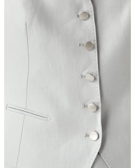 Tagliatore White Linen Single-Breasted Vest
