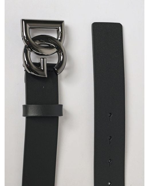 Dolce & Gabbana Gray Dolce &Amp Gabbana Smooth Calfskin Leather Belt With Dg Monogram Buckle for men