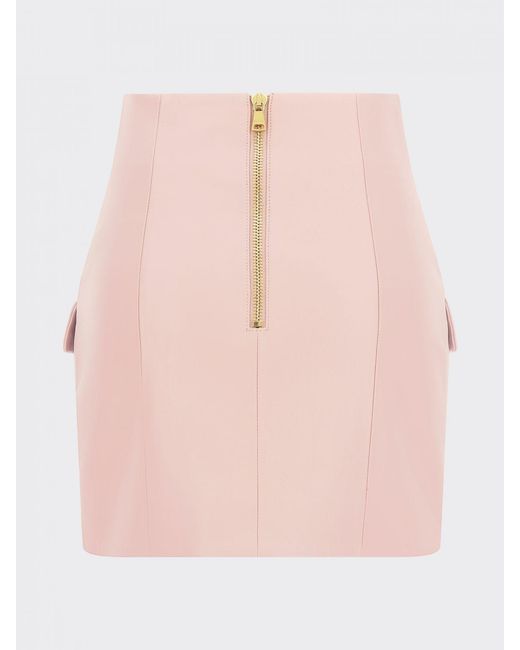 Balmain Pink Leather Mini Skirt