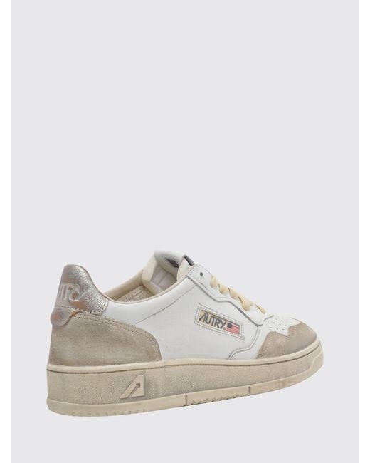 Autry White Medalist Low Super Vintage Calfskin Sneakers With Worn Effect for men