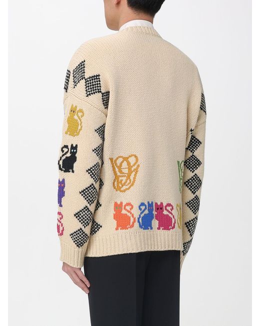 Valentino Gray Jacquard Wool Cardigan for men
