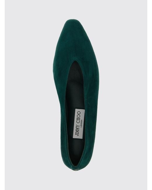 Jimmy Choo Green Margot Suede Almond-Toe Ballet Flats With A Leather Sole