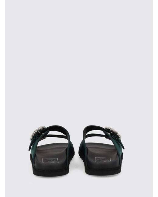 Roger Vivier Black Slidy Viv' Satin Sandals With Jewel Buckles
