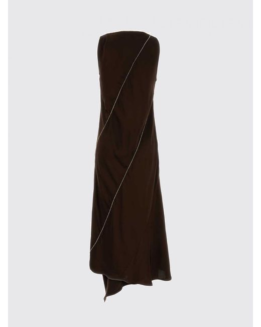 Jil Sander Brown Asymmetric Viscose Dress
