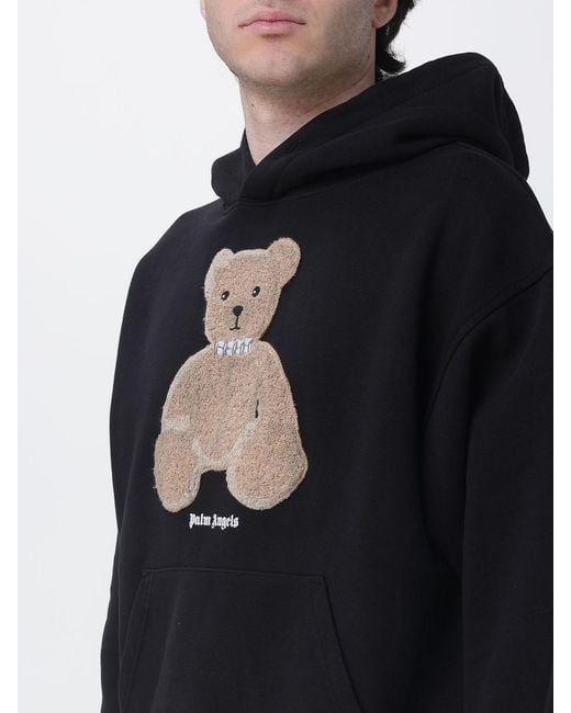 Palm Angels Blue Teddy Bear Cotton Hooded Sweatshirt for men