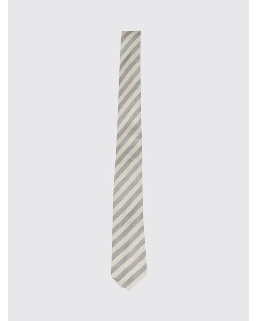 Tagliatore White Regimental Linen And Silk Tie for men
