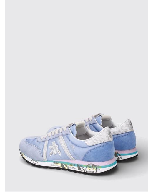 Premiata White Lucyd Logo-Patch Sneakers