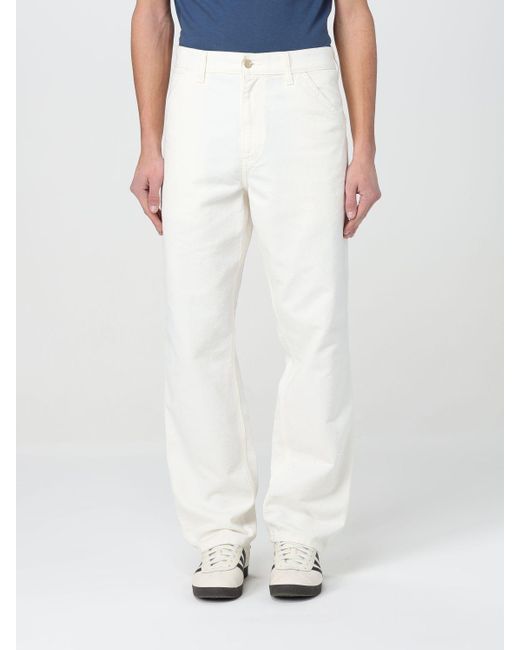 Pantalone in canvas con logo di Carhartt in White da Uomo