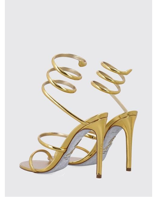 Rene Caovilla Metallic Cleo Laminated Leather Sandals