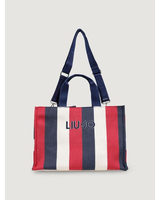 Liu Jo Red Striped Canvas Bag