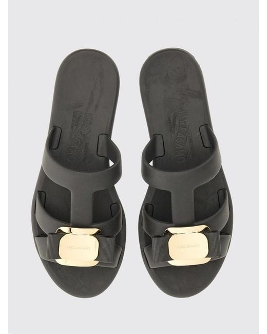 Ferragamo White New Vara Pvc Slides With Iconic Bow And Low Heel