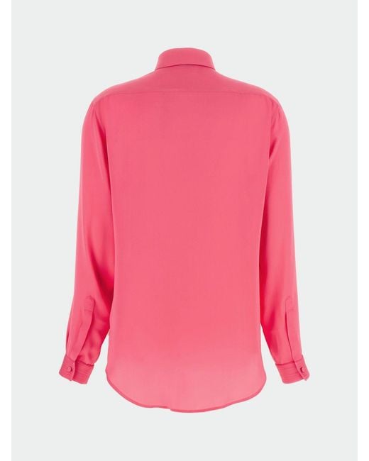 Tom Ford Red Silk Dress Shirt With Pleated Bib