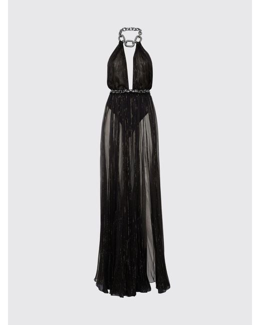 Philipp Plein Brown Long Chiffon Evening Gown With Halter Neck And Slit