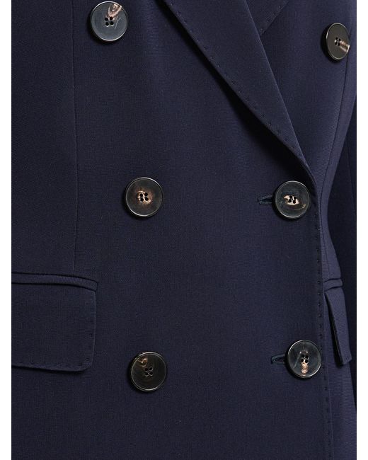 Alberto Biani Blue Slim Fit Double-Breasted Cady Blazer With Classic Lapels